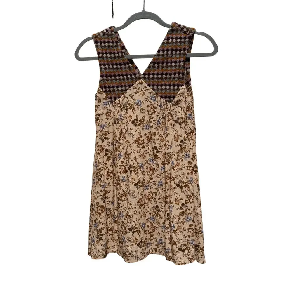Zara Dress Girls Size 7 Cottage Core Sweater Bodice Brown Floral